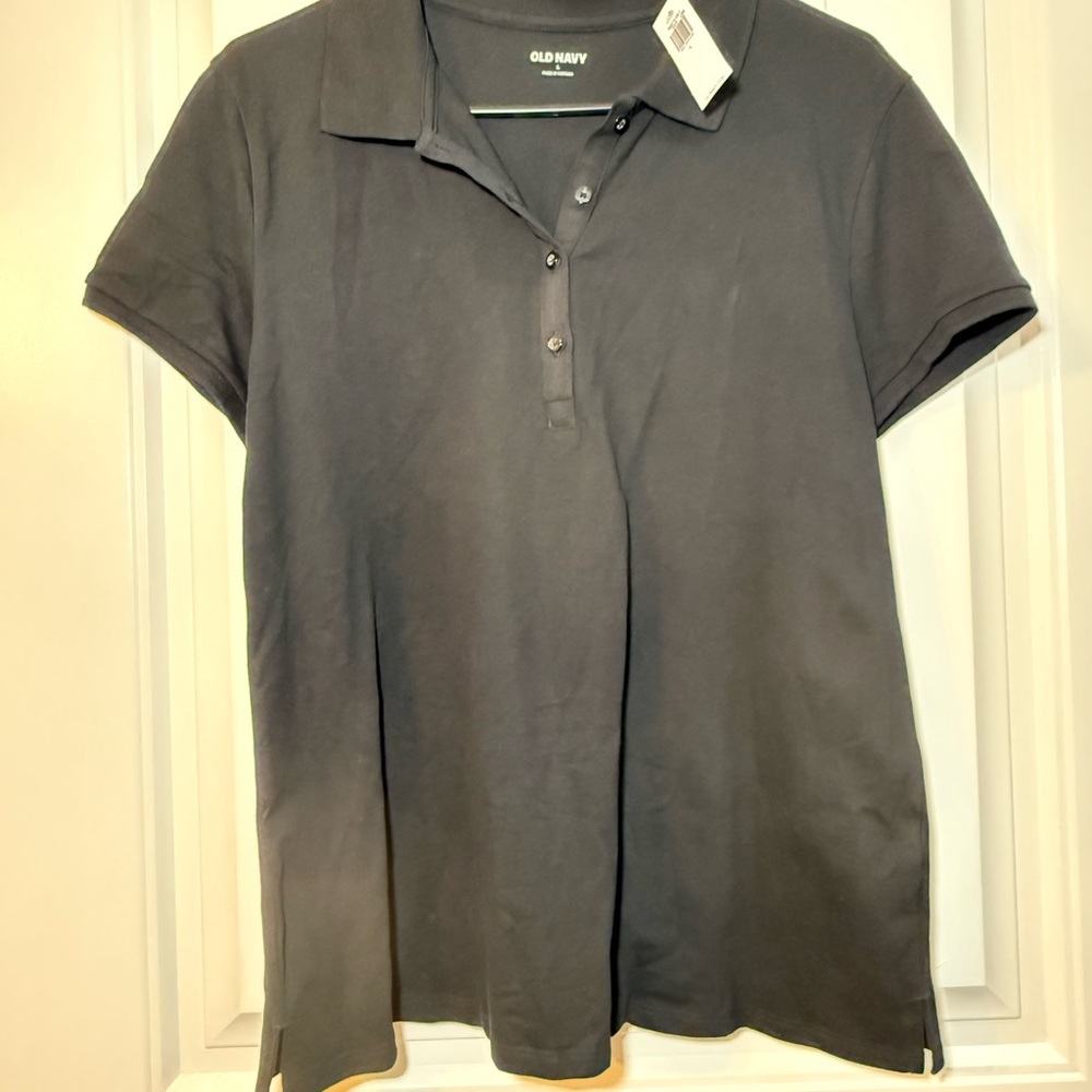 Black Polo Shirt Women’s Large NWT Classic Short Sleeve Top